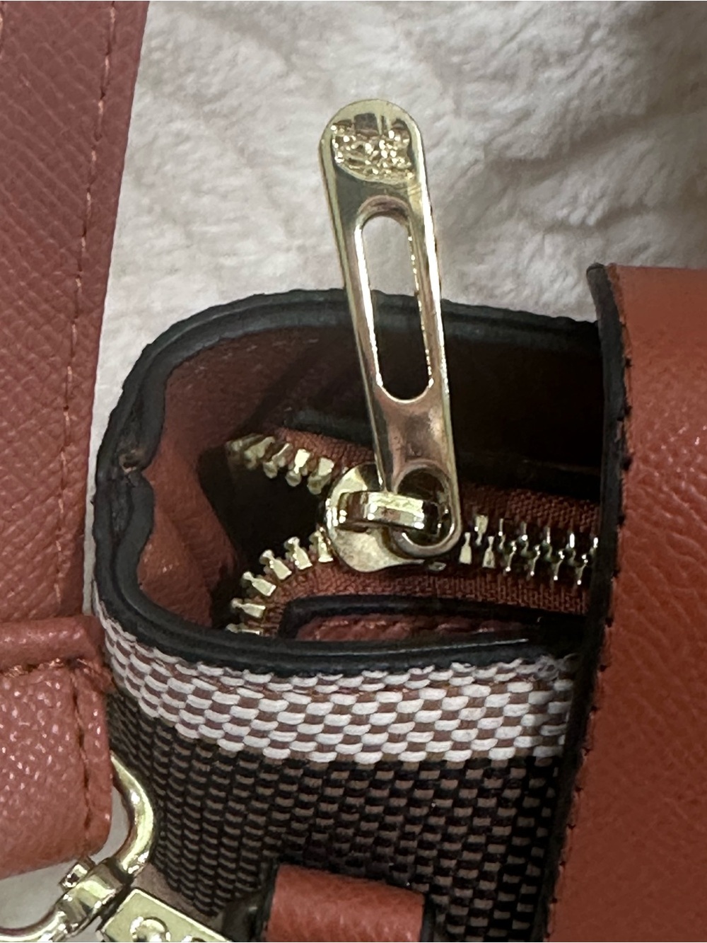 Burberry Brown Leather & Check Satchel with Top Handles - Picture 10 of 15